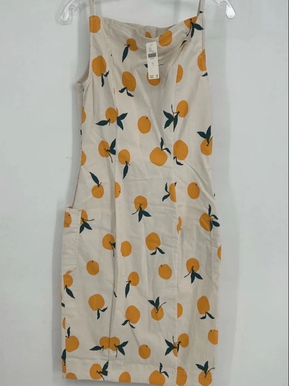 Anthropology Sleeveless white Midi Dress with Orange Motif - Picture 4 of 8